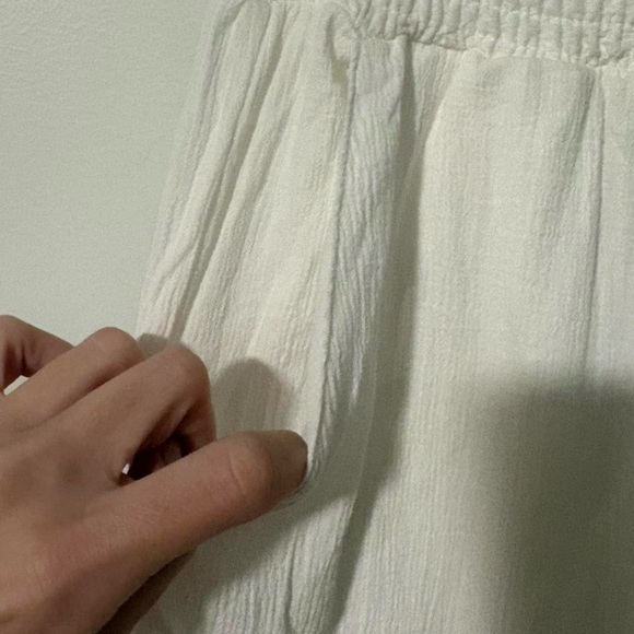 NWOT beachy gauze white flowy pants with blue crotchet med so cute - Picture 5 of 7